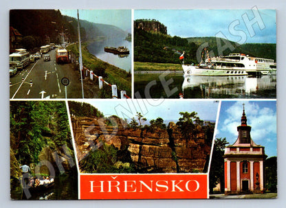 Pohlednice Hřensko Pravčická brána lodě kostel 1977 (P1977)