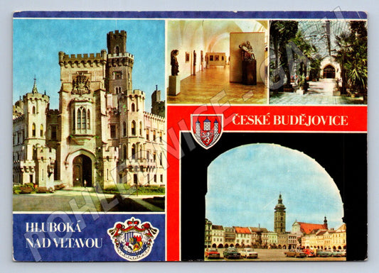 Pohlednice Hluboká nad Vltavou a České Budějovice zimní zahrad (P1978)