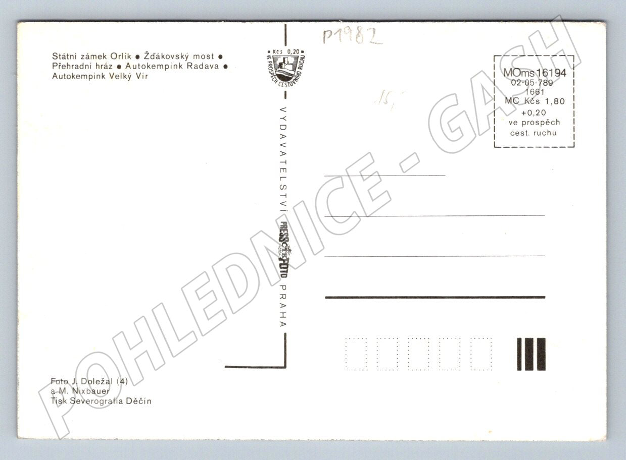 Pohlednice Orlík přehrada zámek most ČSSR (P1982)