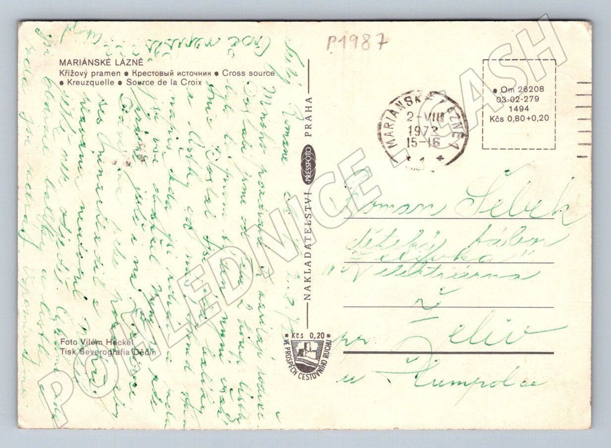 Pohlednice Mariánské Lázně kolonáda Křížový pramen 1972 (P1987)