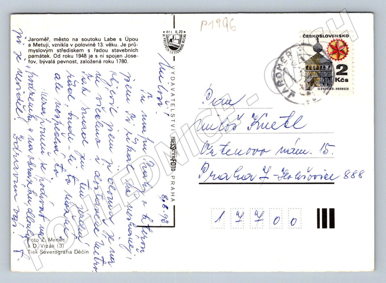 Pohlednice Jaroměř Josefov více záběrů města raz 1987 (P1996)