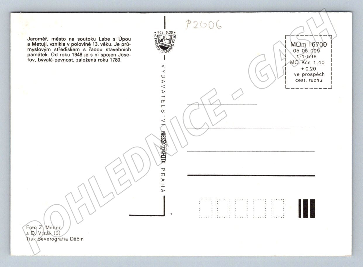 Pohlednice Jaroměř Josefov koláž Československo (P2006)