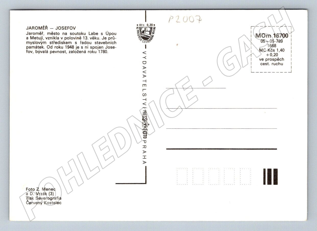 Pohlednice Jaroměř Josefov více záběrů města (P2007)