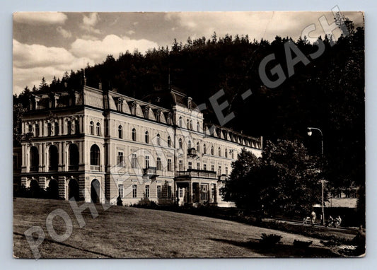 Pohlednice Mariánské Lázně lázeňský ústav ČB raz 1959 (P2017)