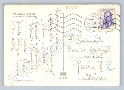 Pohlednice Máchovo jezero hrad Bezděz 1958 (P2024)