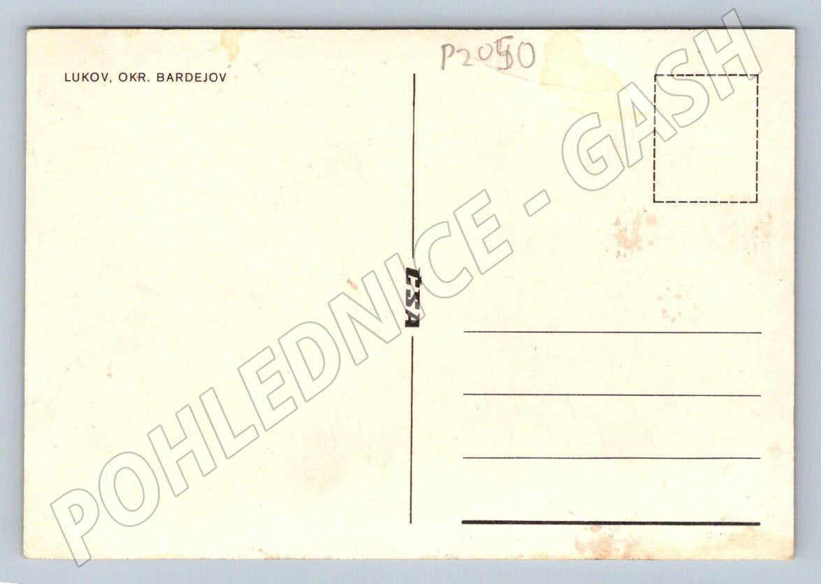 Pohlednice Lukov okres Bardejov dřevěný kostel Slovensko (P2050)