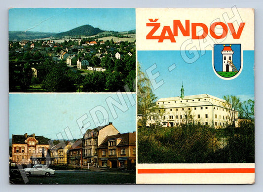 Pohlednice Žandov barokní zámek náměstí celkový pohled (P2055)