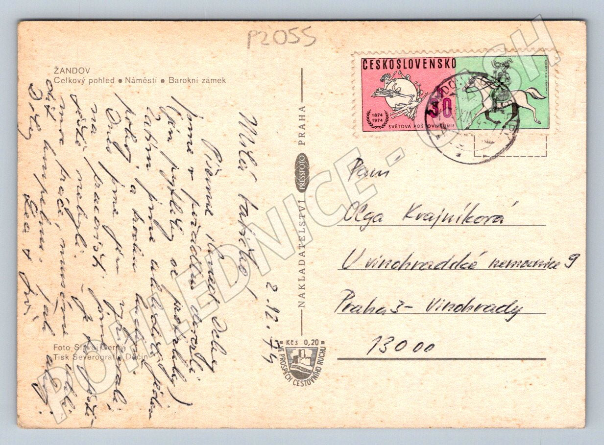 Pohlednice Žandov barokní zámek náměstí celkový pohled (P2055)