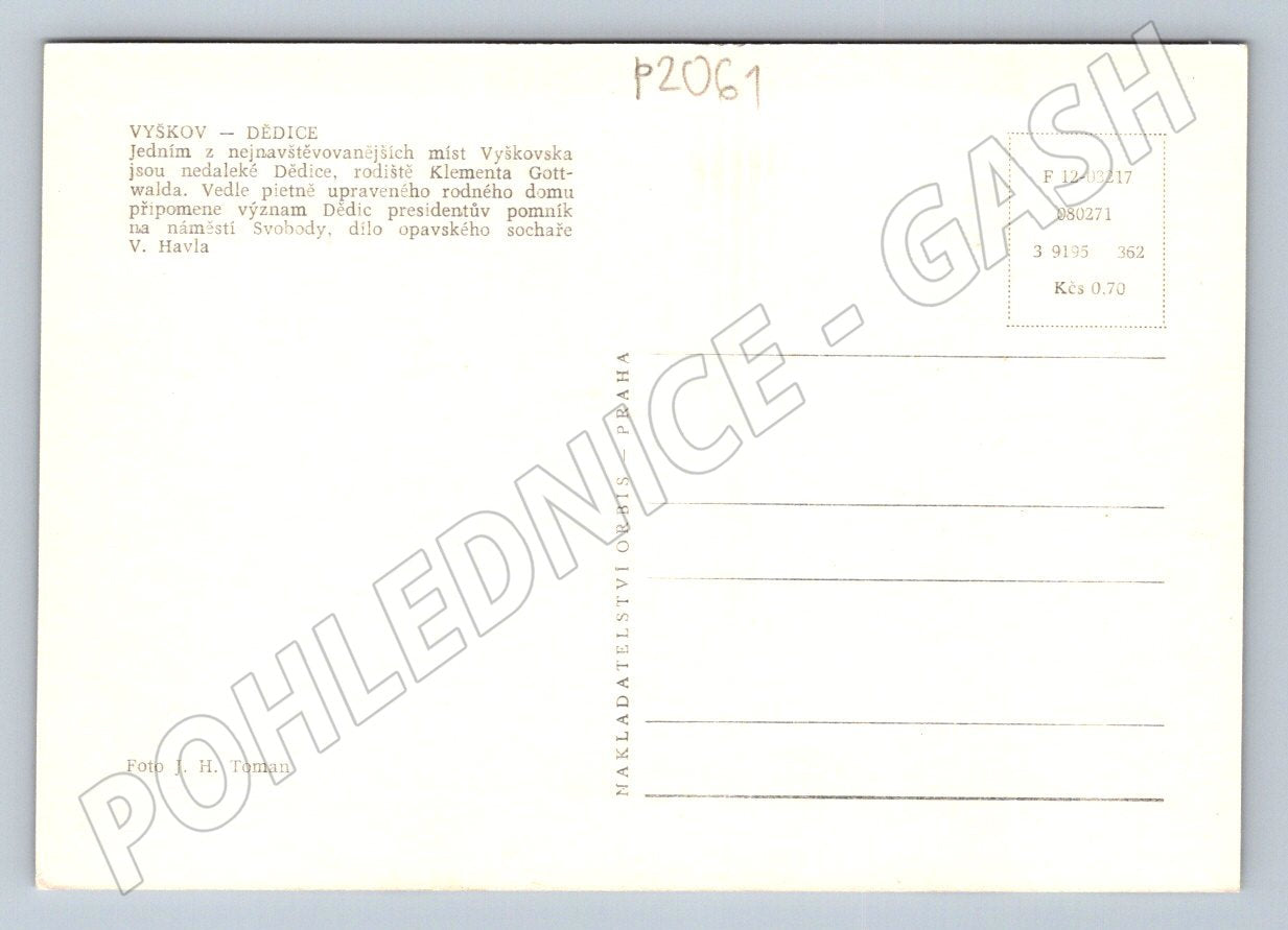 Pohlednice Vyškov Dědice nám Svobody pomník K Gottwalda (P2061)