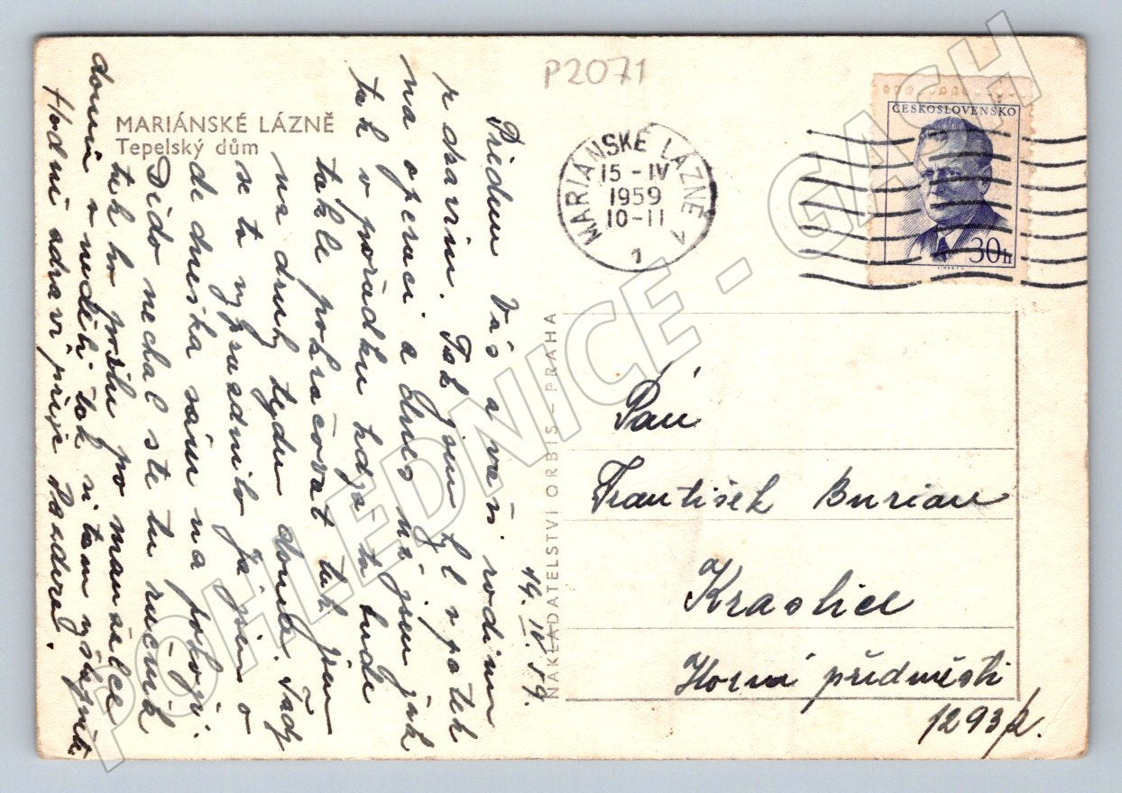 Pohlednice Mariánské Lázně Tepelský dům 1959 (P2071)