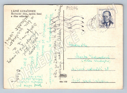 Pohlednice Luhačovice Smetanův dům správa lázní PP 1950 (P2076)