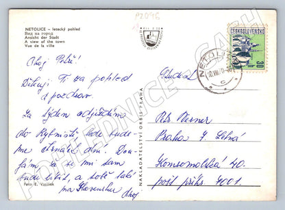 Pohlednice Netolice letecký pohled Orbis PP 1970 (P2096)