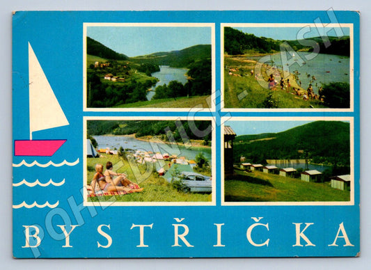 Pohlednice Bystřička přehrada rekreace zn 1971 (P2100)