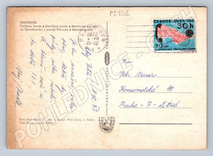 Pohlednice Krkonoše pozdrav zimní PP 1973 (P2102)
