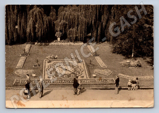 Pohlednice Poděbrady Květinové hodiny 1951 (P2109)