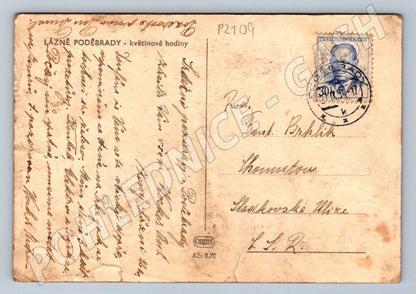 Pohlednice Poděbrady Květinové hodiny 1951 (P2109)
