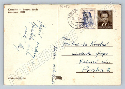 Pohlednice Krkonoše Petrova bouda zimní 1951 (P2113)
