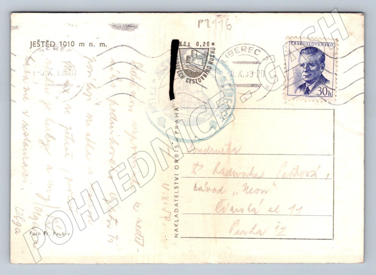 Pohlednice Ještěd PP 1950 (P2116)