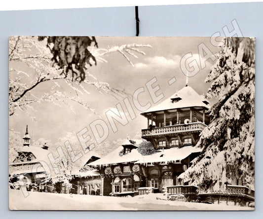 Pohlednice Libušín Pustevny Beskydy zimní ČSR 1950 (P2118)