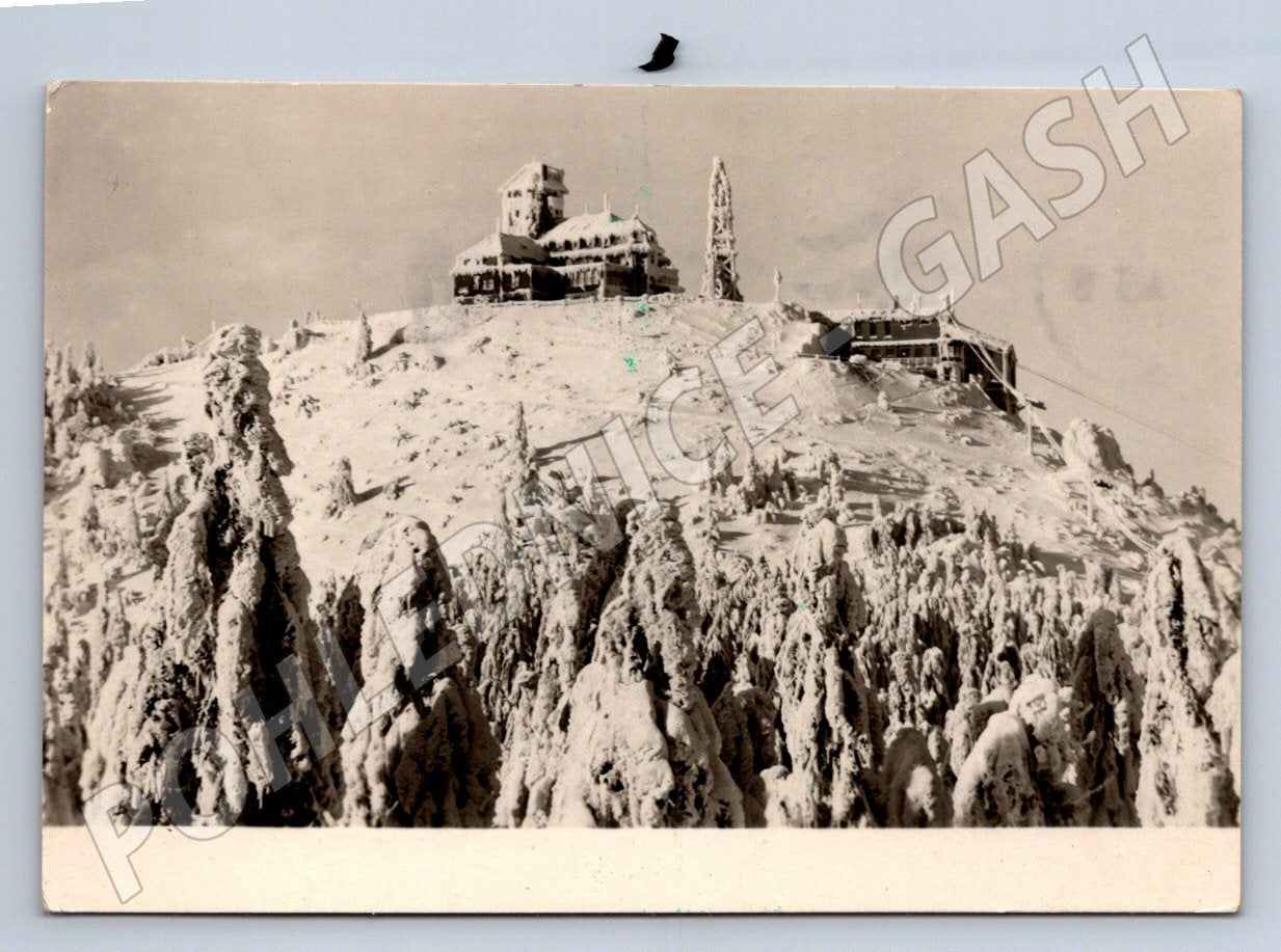 Pohlednice Ještěd zimní krajina raz 1953 (P2119)