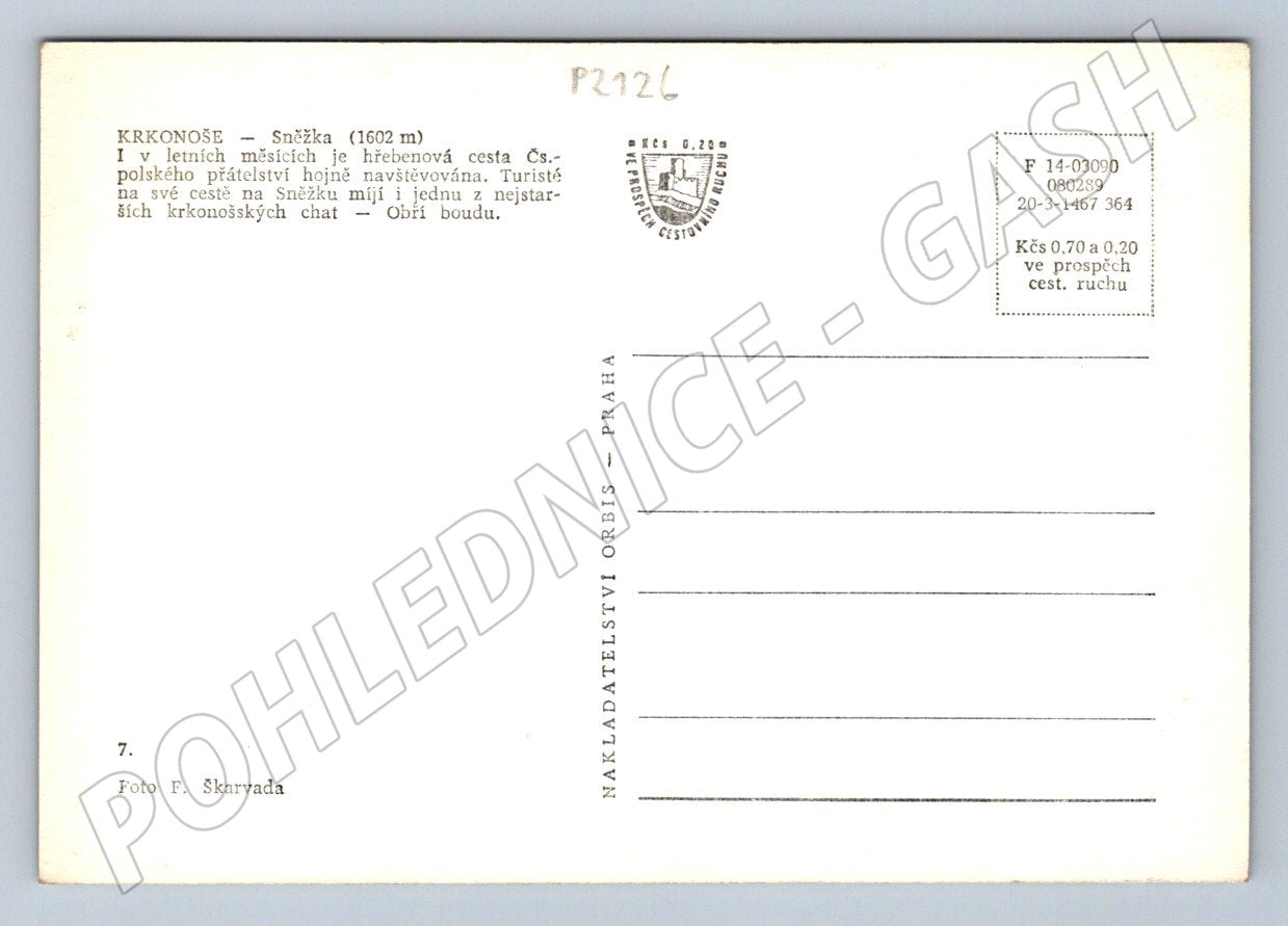 Pohlednice Krkonoše Sněžka Obří bouda malý formát (P2126)