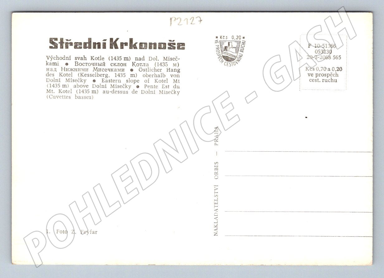 Pohlednice Krkonoše východní svah Kotle Dolní Mísečky (P2127)