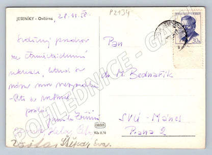 Pohlednice Jeseníky Ovčárna zimní PP 1958 (P2134)