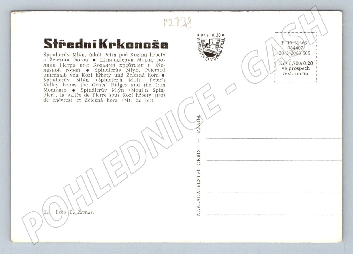 Pohlednice Krkonoše Špindlerův Mlýn Kozí hřbety Železná (P2138)