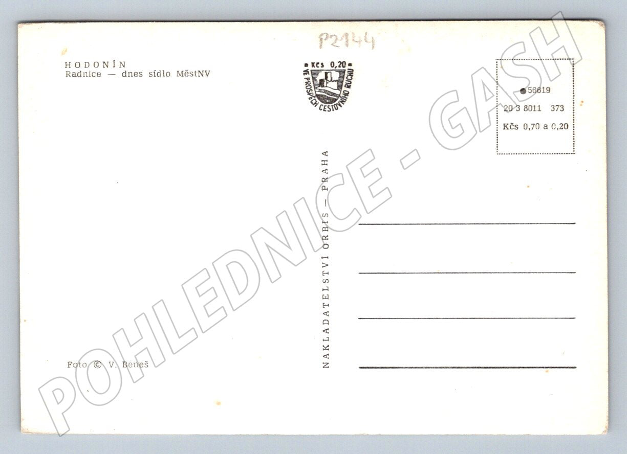 Pohlednice Hodonín radnice Orbis velký formát čistá (P2144)