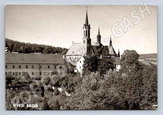 Pohlednice Vyšší Brod klášterní kostel ČB 1959 (P2145)