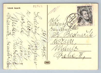 Pohlednice Lázně Jeseník 1955 raz zn (P2147)