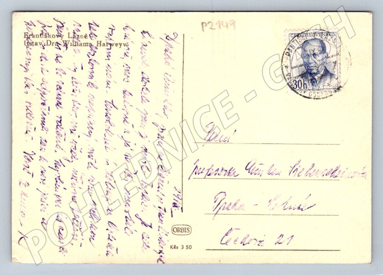 Pohlednice Františkovy Lázně ústav Dr Williama Harveye (P2149)