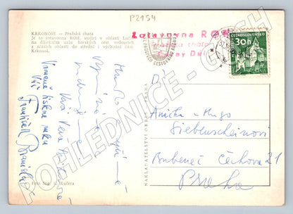 Pohlednice Krkonoše Pražská chata zimní malý formát (P2154)