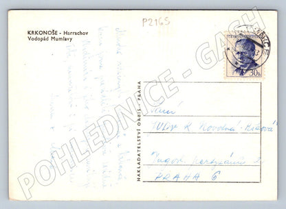 Pohlednice Krkonoše Harrachov vodopád Mumlavy Orbis Praha PP (P2165)
