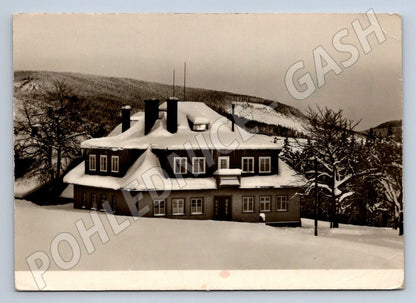 Pohlednice Krkonoše Rezek chata zimní raz zn 1958 (P2166)