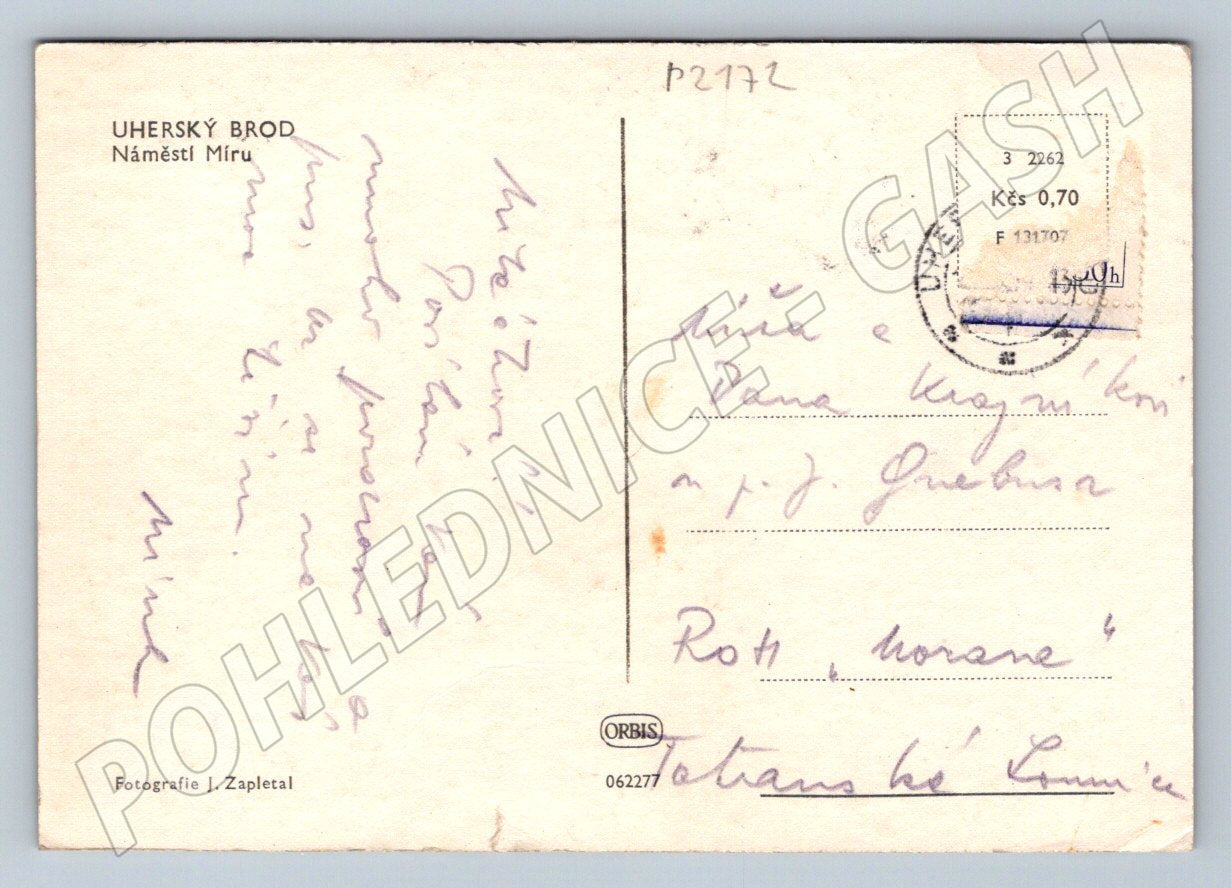 Pohlednice Uherský Brod Náměstí Míru ČSR (P2172)