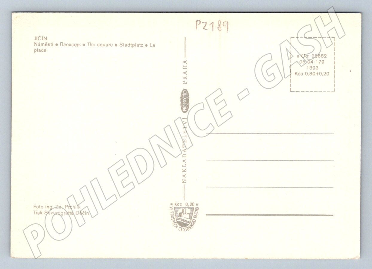 Pohlednice Jičín náměstí velký formát 70 léta (P2189)