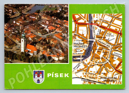 Pohlednice Písek letecký pohled historické centrum 1985 (P2199)