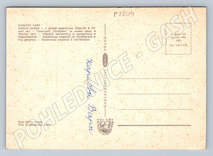 Pohlednice Karlovy Vary celkový pohled sanatorium Imperial (P2204)