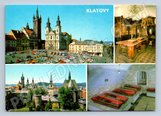 Pohlednice Klatovy náměstí lékárna katakomby víceobrázková (P2216)
