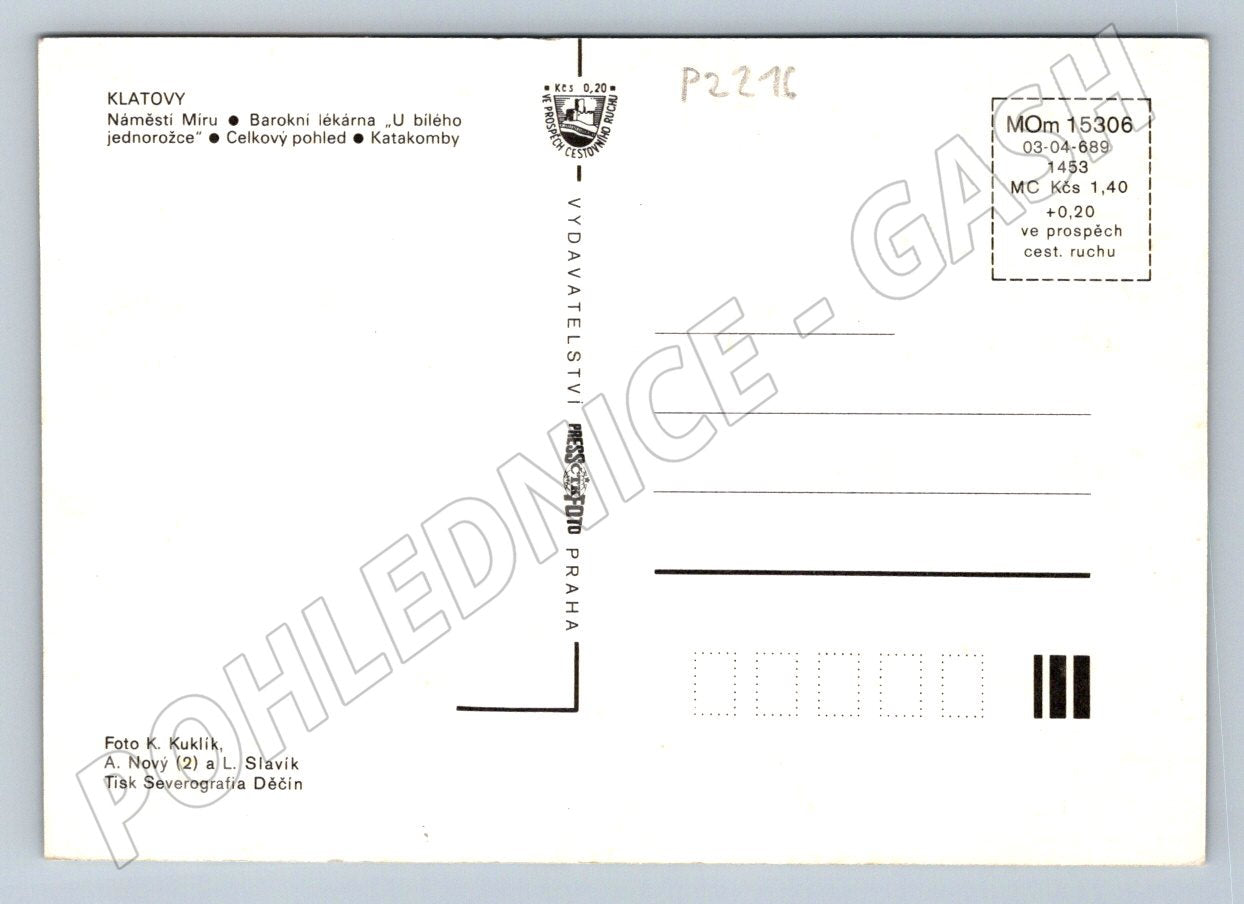 Pohlednice Klatovy náměstí lékárna katakomby víceobrázková (P2216)