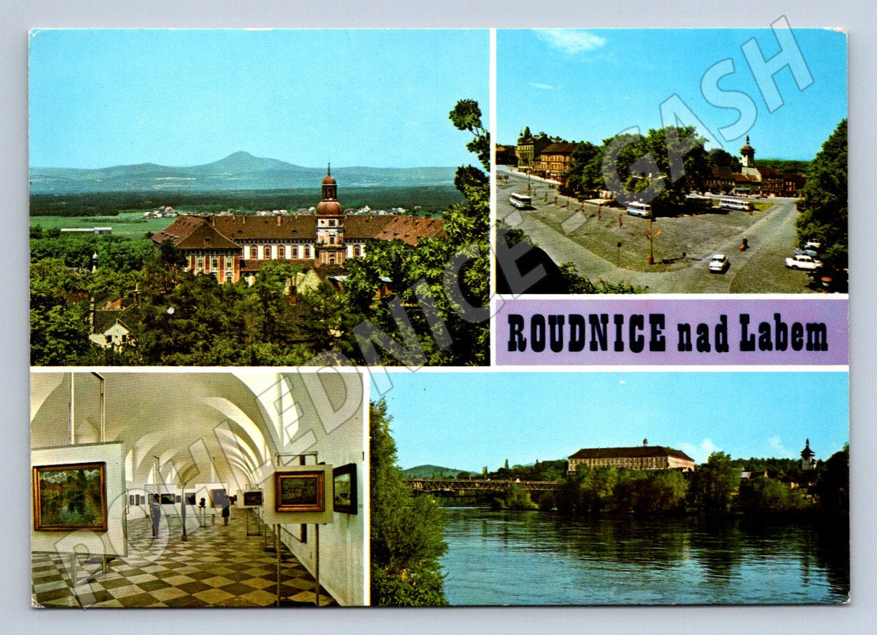 Pohlednice Roudnice nad Labem zámek a řeka (P2220)