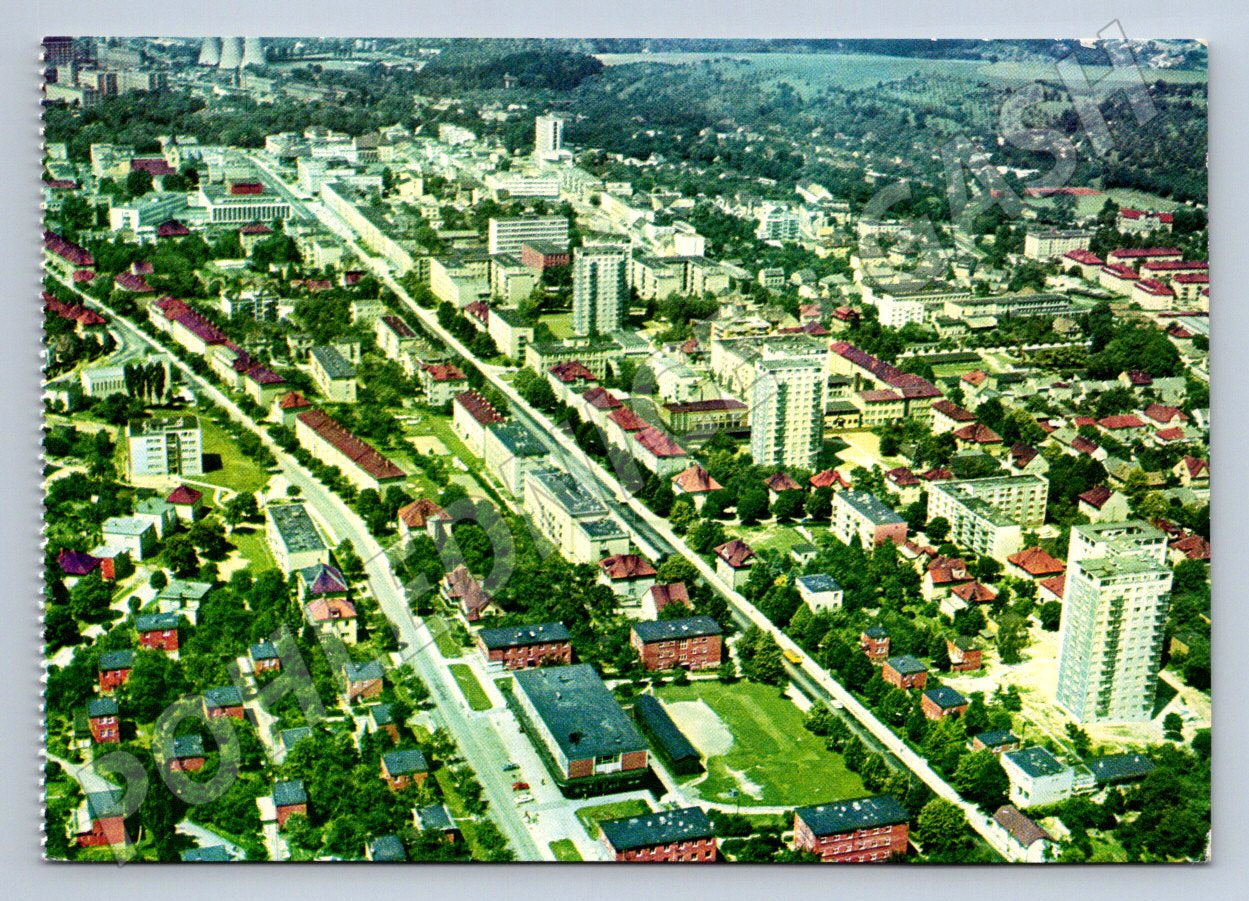 Postcard Gottwaldov Zlín aerial view 60s (P2231)