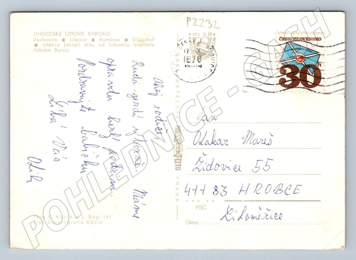 Pohlednice Jihočeské lidové baroko PP velký formát (P2232)