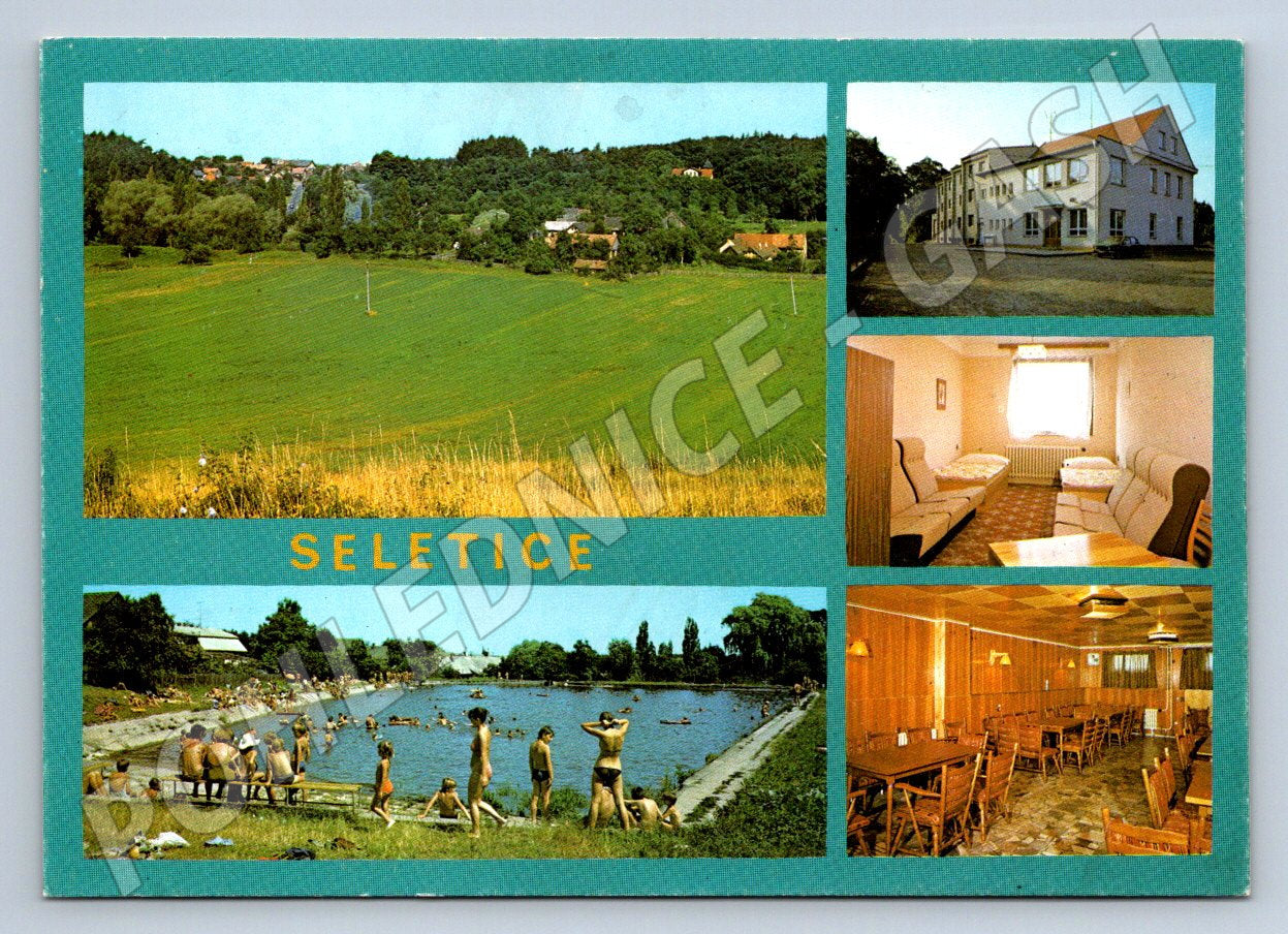 Pohlednice Seletice koupaliště TJ Sokol Panorama 80 léta (P2233)