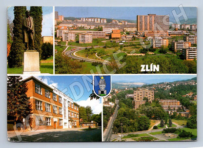 Pohlednice Zlín socha TG Masaryka Baťova nemocnice 1992 (P2236)