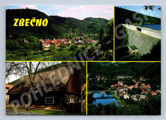 Pohlednice Zbečno Klíčavská přehrada Hamousův statek (P2240)
