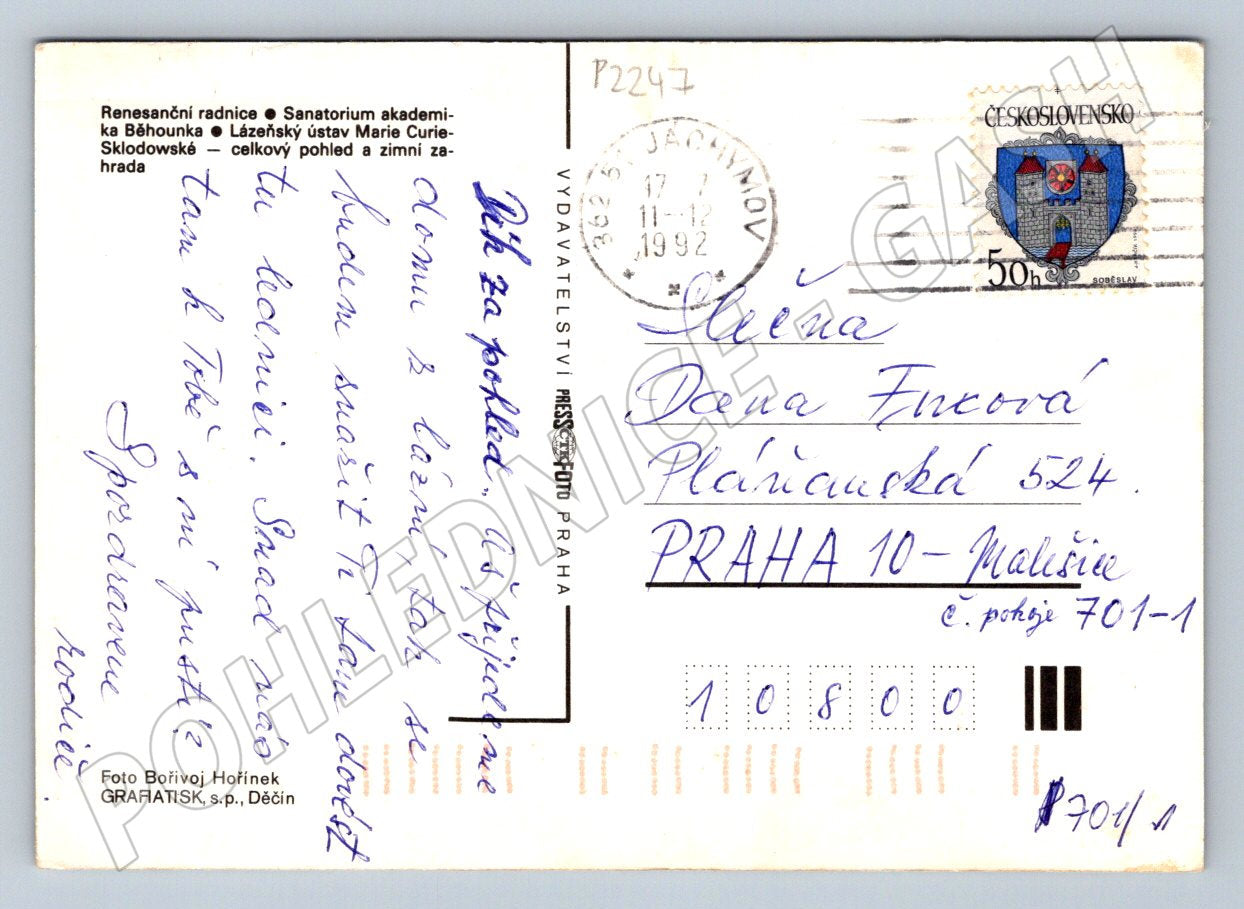 Pohlednice Jáchymov více záběrů 1992 PP (P2247)
