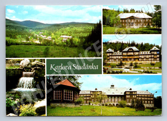 Pohlednice Karlova Studánka lázeňské budovy malý formát (P2253)