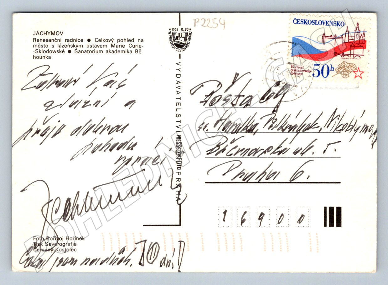 Pohlednice Jáchymov lázeňské město 1970s (P2254)